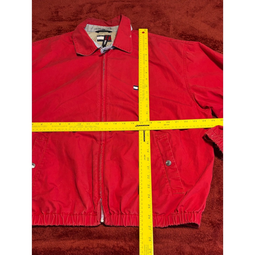 Tommy Hilfiger Vintage Mens Red Harrington Jacket Windbreaker Full Zip Large - Picture 6 of 6
